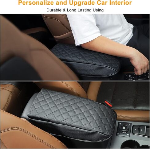 Center Console Cover Armrest Box Leather Cover Car Armrest Storage Box Mat Cover Center Console Pad for Bronco Sports 2021 2022+ Interior Accessories (Black) in Saudi Arabia