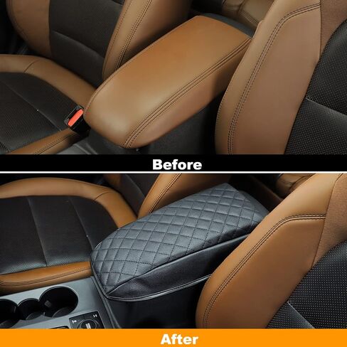 Center Console Cover Armrest Box Leather Cover Car Armrest Storage Box Mat Cover Center Console Pad for Bronco Sports 2021 2022+ Interior Accessories (Black) in Saudi Arabia