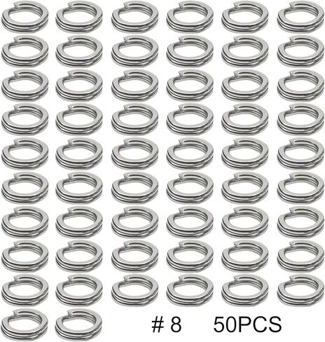 50Pcs Fishing Split Rings Stainless Steel Fishing Tackle Rings Chain Fishing Lures Connector Double Circles Split Rings Fishing Split Rings,Terminal Tackle and Accessories，Swivels and Snaps,Split Ring in Saudi Arabia