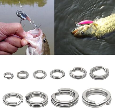 50Pcs Fishing Split Rings Stainless Steel Fishing Tackle Rings Chain Fishing Lures Connector Double Circles Split Rings Fishing Split Rings,Terminal Tackle and Accessories，Swivels and Snaps,Split Ring in Saudi Arabia