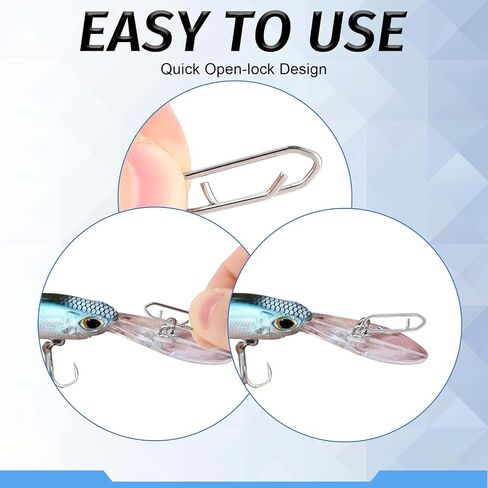 50 PCS High Strength Fishing Snap Stainless Connector Snaps Swivels Fishing Clips Power Fishing Clips Saltwater Lure Swivels Tackle Snap Fishing Clip for Fishing in Saudi Arabia