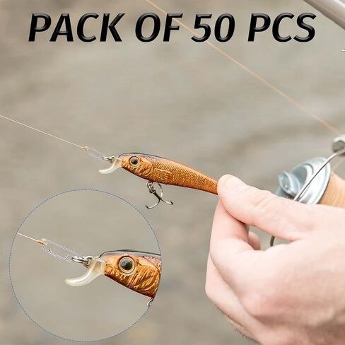 50 PCS High Strength Fishing Snap Stainless Connector Snaps Swivels Fishing Clips Power Fishing Clips Saltwater Lure Swivels Tackle Snap Fishing Clip for Fishing in Saudi Arabia