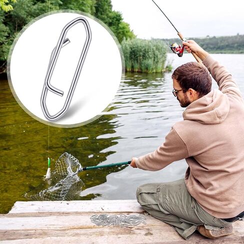 50 PCS High Strength Fishing Snap Stainless Connector Snaps Swivels Fishing Clips Power Fishing Clips Saltwater Lure Swivels Tackle Snap Fishing Clip for Fishing in Saudi Arabia