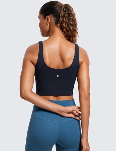 CRZ YOGA Butterluxe Womens V Neck Longline Sports Bra - Padded Workout Crop Tank Top with Built in Bra in Saudi Arabia