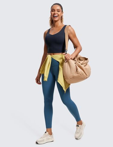 CRZ YOGA Butterluxe Womens V Neck Longline Sports Bra - Padded Workout Crop Tank Top with Built in Bra in Saudi Arabia