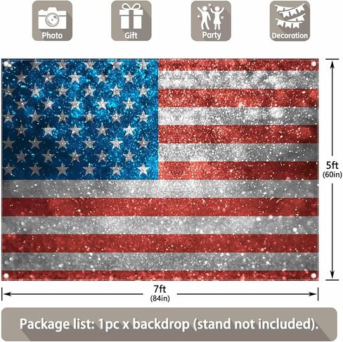ZTHMOE 7x5ft 4th of July Independence Day Photography Backdrop American USA Flag (Not Glitter) Background Patriotic Veterans Party Decoration Banner Photo Booth in Saudi Arabia