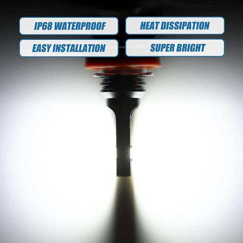 H11 Fog Lights Bulbs Bulb 80W Power 2 LED CSP Chips Auto LED Car Driving Running Lamp Bright Waterproof Aluminum White (Set of 2) in Saudi Arabia