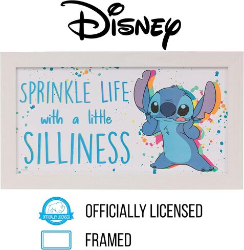 ملصق فني لتزيين الحائط من Silver Buffalo Disney Lilo and Stitch Sprinkle Life With A Little Silliness Gel Coat مؤطر MDF، مقاس 10 × 18 بوصة، ليلو وغرزة سخافة، متوسط in Saudi Arabia