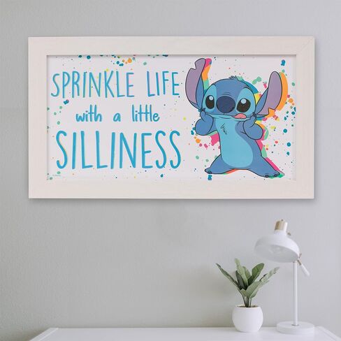 ملصق فني لتزيين الحائط من Silver Buffalo Disney Lilo and Stitch Sprinkle Life With A Little Silliness Gel Coat مؤطر MDF، مقاس 10 × 18 بوصة، ليلو وغرزة سخافة، متوسط in Saudi Arabia