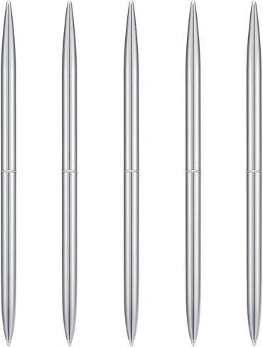 5 Pieces Metal Ballpoint Pen Set, Black Ink Slim Lightweight Smooth Writing Pen, for Business Office Teacher Student Wedding Guest, Wine Red, White, Black, Sky Blue, Purple in Saudi Arabia