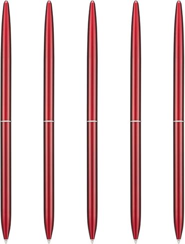 5 Pieces Metal Ballpoint Pen Set, Black Ink Slim Lightweight Smooth Writing Pen, for Business Office Teacher Student Wedding Guest, Wine Red, White, Black, Sky Blue, Purple in Saudi Arabia