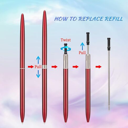 5 Pieces Metal Ballpoint Pen Set, Black Ink Slim Lightweight Smooth Writing Pen, for Business Office Teacher Student Wedding Guest, Wine Red, White, Black, Sky Blue, Purple in Saudi Arabia