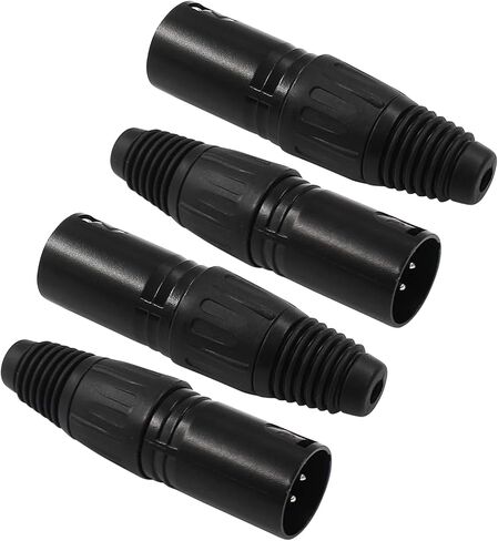 4 Pin XLR Male & Female Connector Mic Plug Adapter, Microphone Connector XLR Cable Ends Replacement Black Audio Socket-2Pair in Saudi Arabia