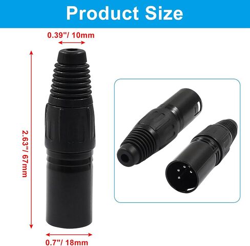 4 Pin XLR Male & Female Connector Mic Plug Adapter, Microphone Connector XLR Cable Ends Replacement Black Audio Socket-2Pair in Saudi Arabia