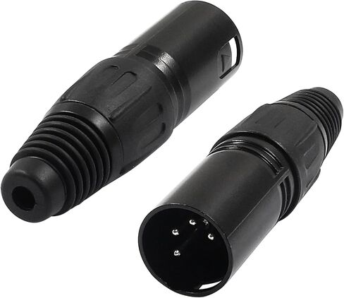 4 Pin XLR Male & Female Connector Mic Plug Adapter, Microphone Connector XLR Cable Ends Replacement Black Audio Socket-2Pair in Saudi Arabia