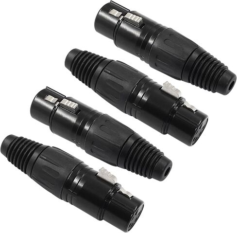 4 Pin XLR Male & Female Connector Mic Plug Adapter, Microphone Connector XLR Cable Ends Replacement Black Audio Socket-2Pair in Saudi Arabia