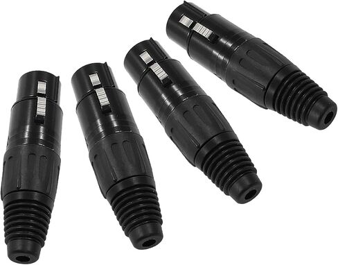 4 Pin XLR Male & Female Connector Mic Plug Adapter, Microphone Connector XLR Cable Ends Replacement Black Audio Socket-2Pair in Saudi Arabia