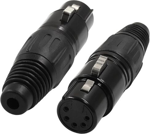 4 Pin XLR Male & Female Connector Mic Plug Adapter, Microphone Connector XLR Cable Ends Replacement Black Audio Socket-2Pair in Saudi Arabia
