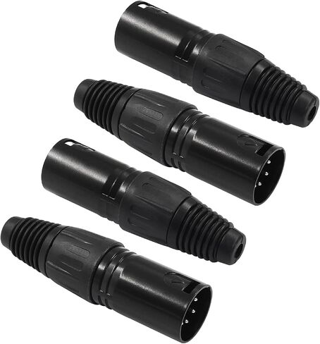 4 Pin XLR Male & Female Connector Mic Plug Adapter, Microphone Connector XLR Cable Ends Replacement Black Audio Socket-2Pair in Saudi Arabia