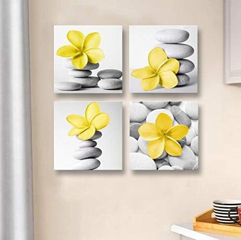 Genius Decor Farmhouse Wall Art for Kitchen Canvas Print Watercolor Family Gathers Here and Forever Home Mason Jar Cotton Floral Plants Artwork Four 12x12inch Framed Prints in Saudi Arabia