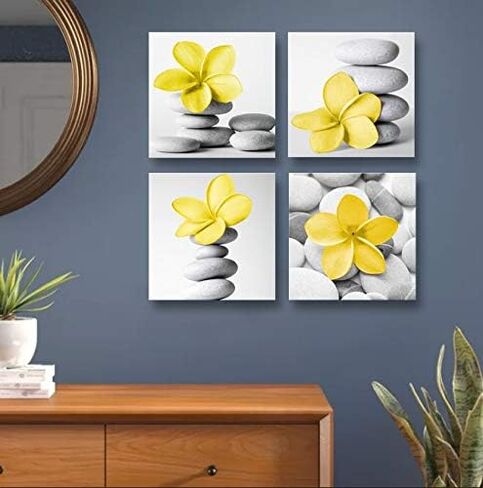 Genius Decor Farmhouse Wall Art for Kitchen Canvas Print Watercolor Family Gathers Here and Forever Home Mason Jar Cotton Floral Plants Artwork Four 12x12inch Framed Prints in Saudi Arabia