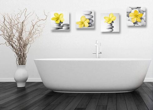 Genius Decor Farmhouse Wall Art for Kitchen Canvas Print Watercolor Family Gathers Here and Forever Home Mason Jar Cotton Floral Plants Artwork Four 12x12inch Framed Prints in Saudi Arabia
