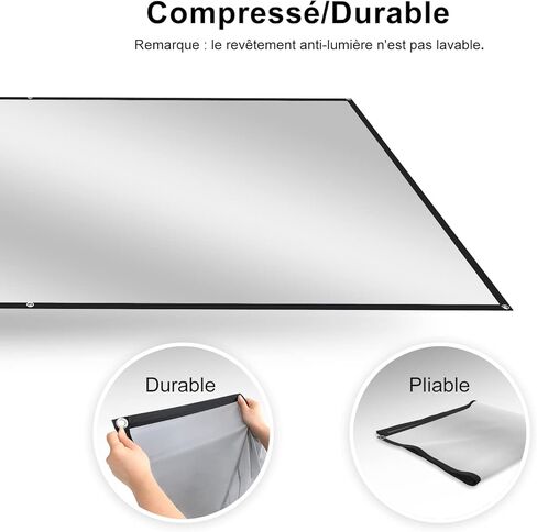 WEWATCH Light Rejecting Projector Screen, 120 inch Optical Layer Material Silver Gray Projection Movies Screen 16:9 HD Foldable Anti-Crease Portable for Home Theater Outdoor Indoor in Kuwait