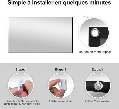 WEWATCH Light Rejecting Projector Screen, 120 inch Optical Layer Material Silver Gray Projection Movies Screen 16:9 HD Foldable Anti-Crease Portable for Home Theater Outdoor Indoor in Kuwait