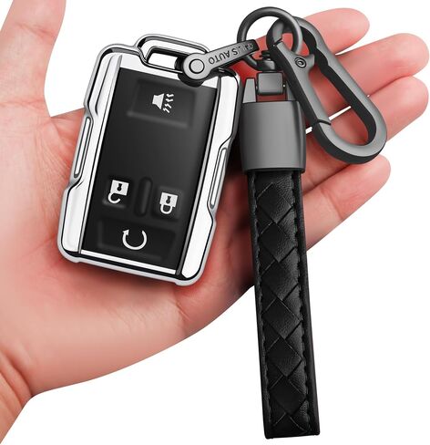 Sindeda for Key Fob Cover with Keychain Soft Full Protection Key Shell Key Case Compatible with Colorado Silverado Silverado Suburban Tahoe GMC Canyon Sierra 1500 2500 3500 HD (Black) in Saudi Arabia
