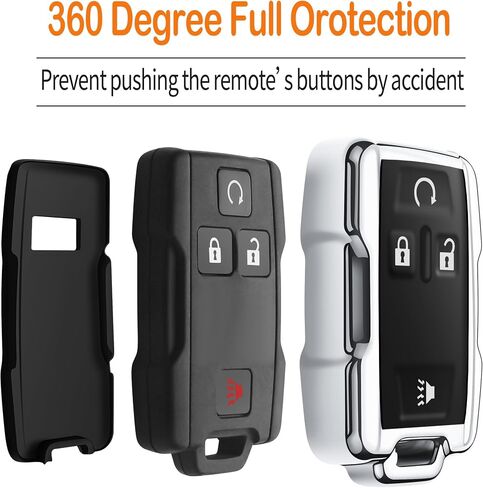 Sindeda for Key Fob Cover with Keychain Soft Full Protection Key Shell Key Case Compatible with Colorado Silverado Silverado Suburban Tahoe GMC Canyon Sierra 1500 2500 3500 HD (Black) in Saudi Arabia