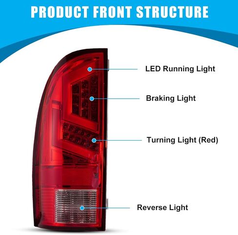CPW LED Tail Light Compatible With 2005-2015 Toyota Tacoma Pickup Red Turn Signal Light Rear Brake Lamp Driver and Passenger Side Tail Light Replacement Assembly Clear Lens in Saudi Arabia