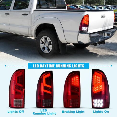 CPW LED Tail Light Compatible With 2005-2015 Toyota Tacoma Pickup Red Turn Signal Light Rear Brake Lamp Driver and Passenger Side Tail Light Replacement Assembly Clear Lens in Saudi Arabia