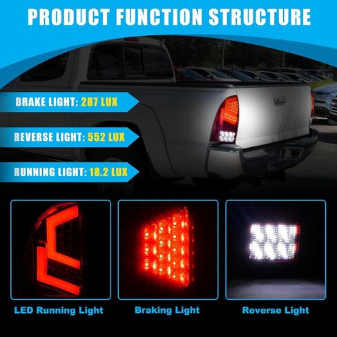 CPW LED Tail Light Compatible With 2005-2015 Toyota Tacoma Pickup Red Turn Signal Light Rear Brake Lamp Driver and Passenger Side Tail Light Replacement Assembly Clear Lens in Saudi Arabia