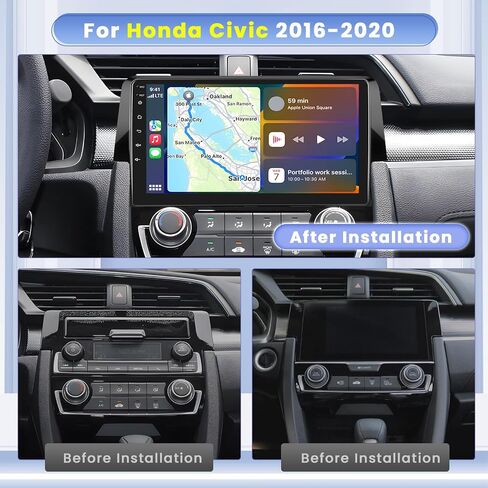 Hikity for Honda Civic 2016-2020 Android Car Stereo 2+64GB 9 Inch Touchscreen Car Radio Wireless Carplay Android Auto Support GPS Navigation WiFi Bluetooth FM EQ Backup Camera in Saudi Arabia