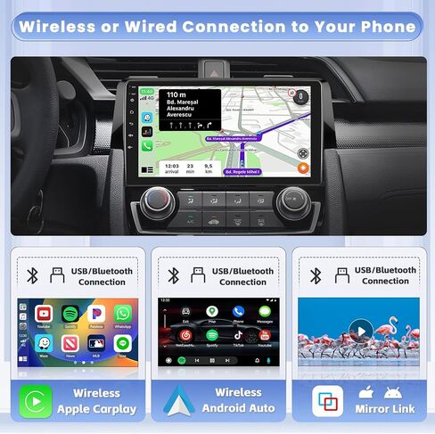 Hikity for Honda Civic 2016-2020 Android Car Stereo 2+64GB 9 Inch Touchscreen Car Radio Wireless Carplay Android Auto Support GPS Navigation WiFi Bluetooth FM EQ Backup Camera in Saudi Arabia