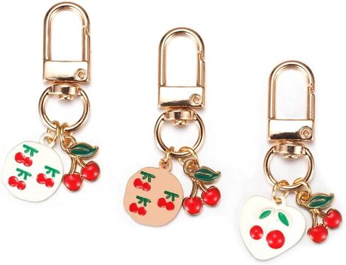 Cute Jelly Cherry Keychain 3pcs Set Fruit Shape Small Pendant Key Chain Bag Charm Car Key Ring in Saudi Arabia