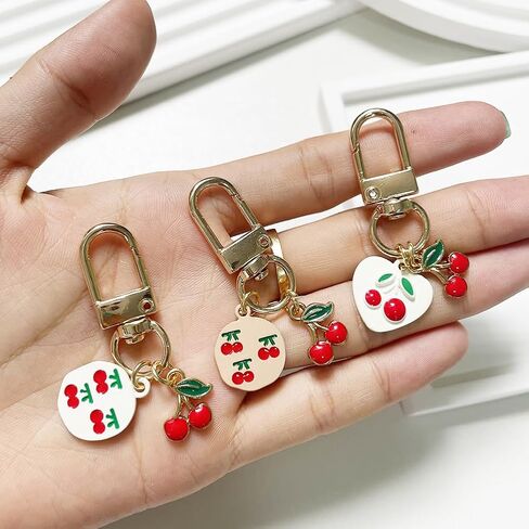 Cute Jelly Cherry Keychain 3pcs Set Fruit Shape Small Pendant Key Chain Bag Charm Car Key Ring in Saudi Arabia
