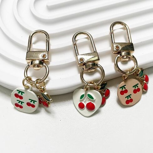 Cute Jelly Cherry Keychain 3pcs Set Fruit Shape Small Pendant Key Chain Bag Charm Car Key Ring in Saudi Arabia