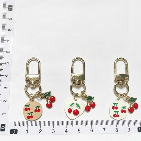 Cute Jelly Cherry Keychain 3pcs Set Fruit Shape Small Pendant Key Chain Bag Charm Car Key Ring in Saudi Arabia