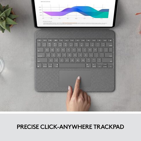 Logitech Combo Touch iPad Pro 12.9-inch (5th, 6th gen - 2021, 2022) Keyboard Case - Detachable Backlit Keyboard with Kickstand, Click-Anywhere Trackpad, Smart Connector - Oxford Gray; USA Layout in Saudi Arabia