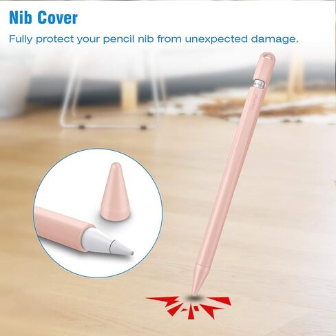 Fintie Silicone Sleeve Compatible with Apple Pencil 1st Generation, Ultra Light Pen Skin Case Cover Soft Protective Pencil Grip Holder with 2 Nib Covers & Cable Adapter Tether, Black in Saudi Arabia