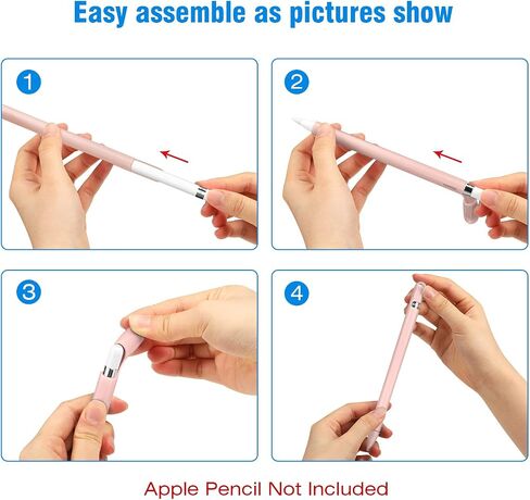 Fintie Silicone Sleeve Compatible with Apple Pencil 1st Generation, Ultra Light Pen Skin Case Cover Soft Protective Pencil Grip Holder with 2 Nib Covers & Cable Adapter Tether, Black in Saudi Arabia