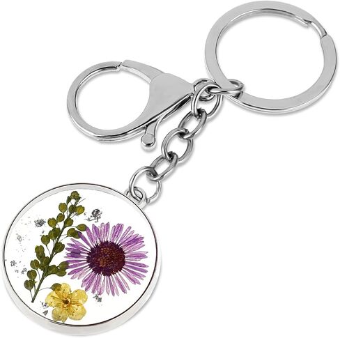 Pressed Flower Keychain, Forget-Me-Not Real Flower Keyrings Dried Flower Key Ring Wildflower Aesthetic Key Chain in Saudi Arabia