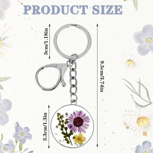 Pressed Flower Keychain, Forget-Me-Not Real Flower Keyrings Dried Flower Key Ring Wildflower Aesthetic Key Chain in Saudi Arabia