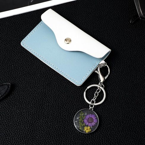 Pressed Flower Keychain, Forget-Me-Not Real Flower Keyrings Dried Flower Key Ring Wildflower Aesthetic Key Chain in Saudi Arabia