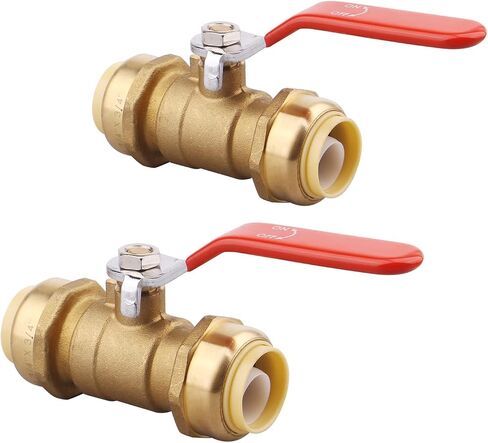 DERNORD Ball Valve 1 Inch, Push-Fit Valve,Water Valve Shut Off, Push-to-Connect Fittings for PEX, Copper, CPVC Pipe(Pack of 2) in Saudi Arabia