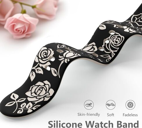 Dirrelo أحزمة منقوشة بالزهور ذات درجتين من اللون متوافقة مع ساعة Samsung Galaxy Watch 6/5/4 Band 40mm 44mm، Galaxy Watch 5 Pro 45mm/Watch 6&4 Classic/Active 2/Galaxy Watch 3,20mm حزام رياضي من السيليكون الناعم للسيدات in Kuwait