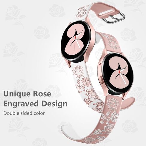 Dirrelo أحزمة منقوشة بالزهور ذات درجتين من اللون متوافقة مع ساعة Samsung Galaxy Watch 6/5/4 Band 40mm 44mm، Galaxy Watch 5 Pro 45mm/Watch 6&4 Classic/Active 2/Galaxy Watch 3,20mm حزام رياضي من السيليكون الناعم للسيدات in Kuwait