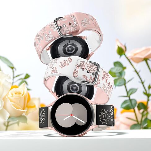Dirrelo أحزمة منقوشة بالزهور ذات درجتين من اللون متوافقة مع ساعة Samsung Galaxy Watch 6/5/4 Band 40mm 44mm، Galaxy Watch 5 Pro 45mm/Watch 6&4 Classic/Active 2/Galaxy Watch 3,20mm حزام رياضي من السيليكون الناعم للسيدات in Kuwait