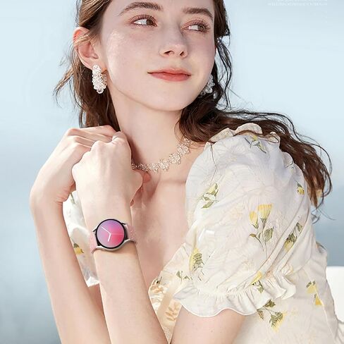 Dirrelo أحزمة منقوشة بالزهور ذات درجتين من اللون متوافقة مع ساعة Samsung Galaxy Watch 6/5/4 Band 40mm 44mm، Galaxy Watch 5 Pro 45mm/Watch 6&4 Classic/Active 2/Galaxy Watch 3,20mm حزام رياضي من السيليكون الناعم للسيدات in Kuwait